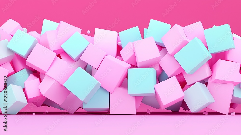 Aufkleber dynamic colorful cube arrangement studio 3d render vibrant environment close-up view modern design c
