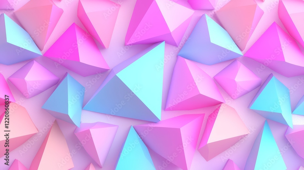 Poster Dynamic colorful geometric shapes digital art abstract design vibrant environment top-down view creativity