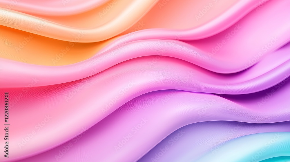 Poster flowing color waves abstract background digital art soft tones horizontal view serenity and beauty