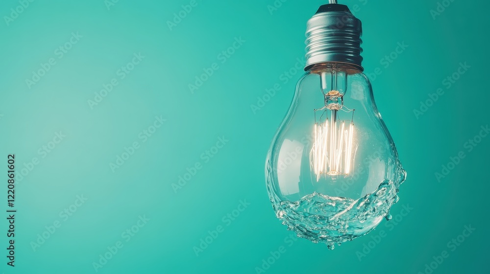 Poster a clear light bulb partially submerged in water creates a stunning visual display, emphasizing the c