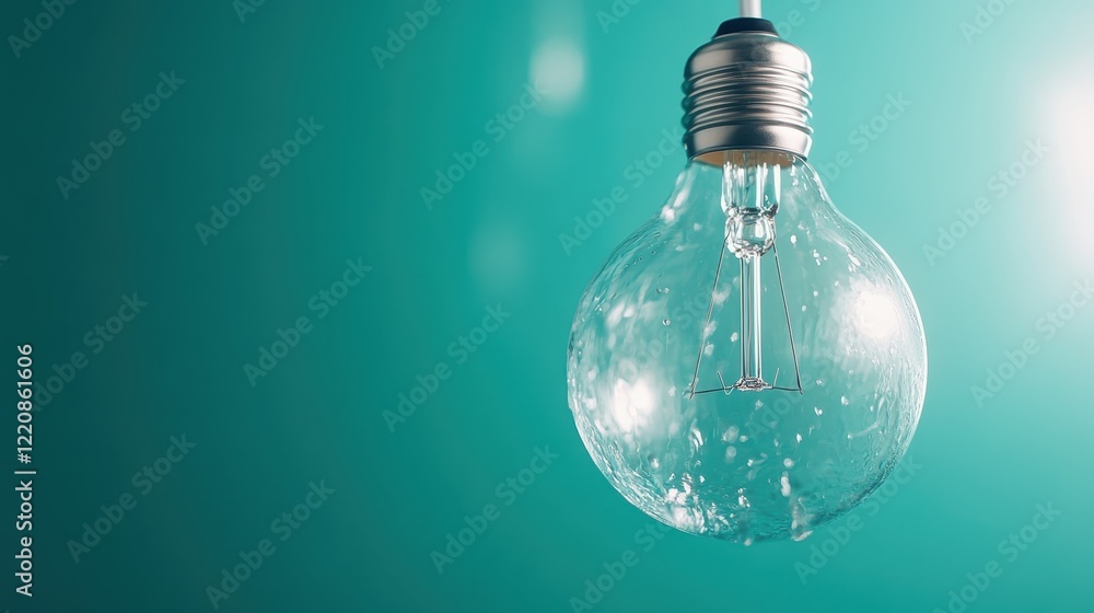 Poster a stylish light bulb suspended and splashing water droplets around it, creating a unique interplay o