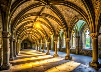 Obraz premium Minimalist Canterbury Hospital Chapel Undercroft: Serene Stone Architecture