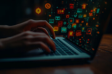 The laptop screen displayed a digital marketing dashboard, where graphs and statistics fluctuated constantly, revealing key insights