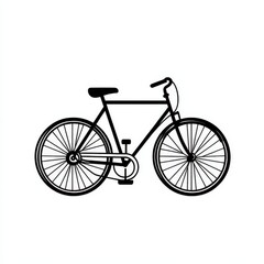 A black and white bicycle silhouette on a white background