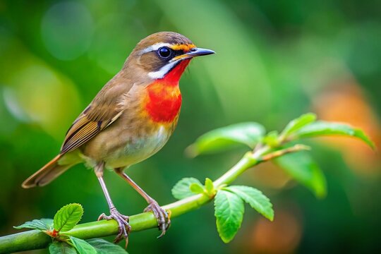 Adorable Siberian Rubythroat Juvenile Bird in Maguri Beel, Assam, India - Bokeh Background