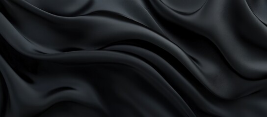 Fototapeta premium A closeup of luxurious black satin fabric on a black background