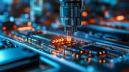 Robotic precision in microchip manufacturing on circuit board