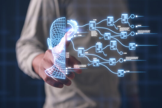 Man use technology to enhance global business capabilities, Modernization in Management Digital transformation AI technology strategy, Digitization and digitalization of business processes