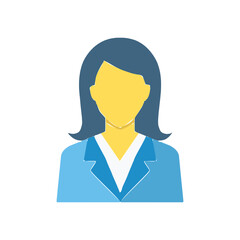 Business woman icon. Flat color design. Vector illustration.