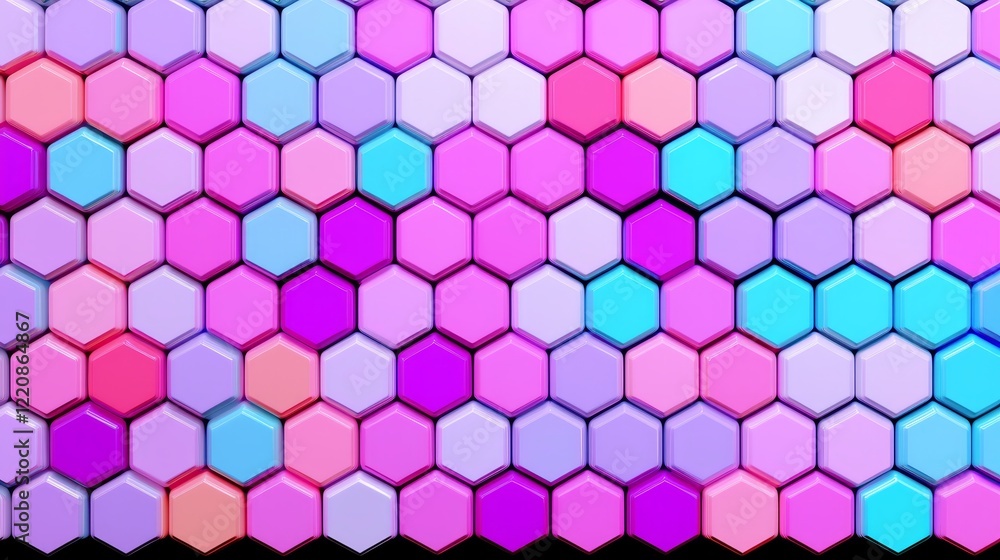 Aufkleber vibrant hexagonal pattern art digital design colorful background abstract environment creative viewp