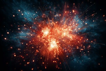 Fototapeta premium Fireworks exploding, creating a spectacular display of light and color against the dark night sky