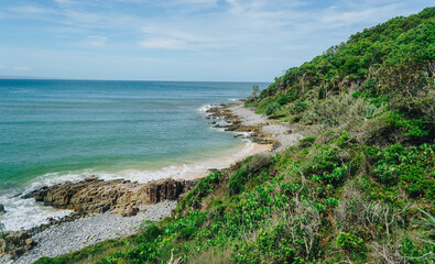 Fototapeta premium Coastal walk towards fairy pools at Noosa National park, Noosa, QLD Australia