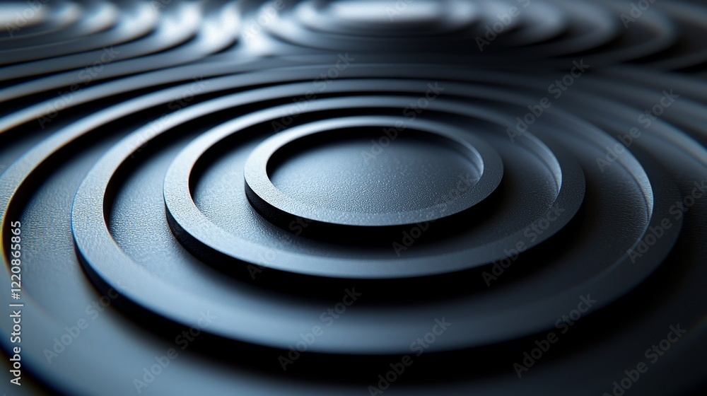 Aufkleber rippling patterns of black circular disks abstract design modern art close-up view creative concept
