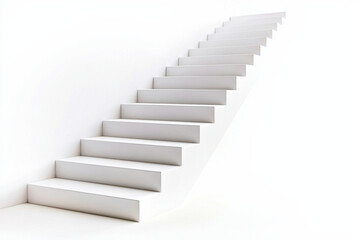 Minimalist white staircase leading upwards, symbolizing progress and growth