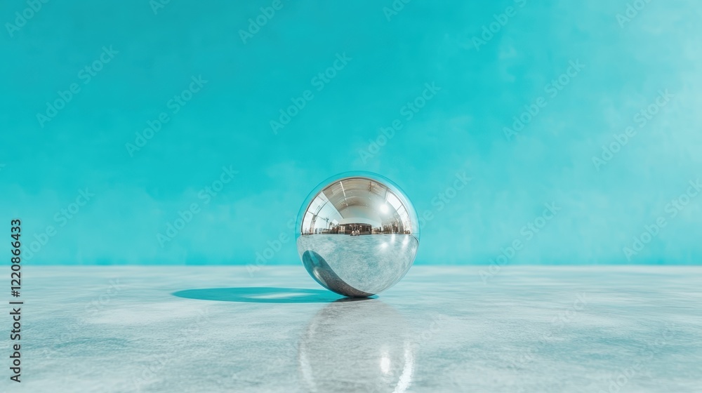 Aufkleber a shiny sphere rests on a smooth surface with a minimalist backdrop, drawing the viewer's eye to its