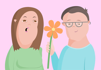 Love between two kids with Down syndrome