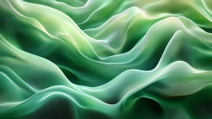 Obraz premium Captivating Green Waves in a Soft Textured Flowing Design