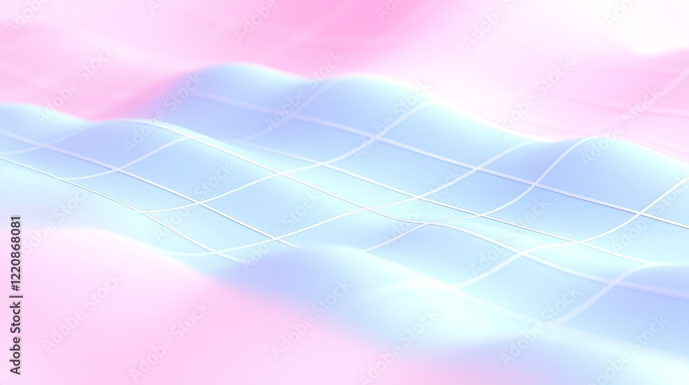 Poster dynamic waves in soft pastel colors abstract art digital rendering tranquil setting aerial view sere