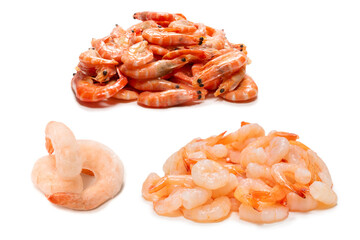 Frozen shrimps background. Top view.