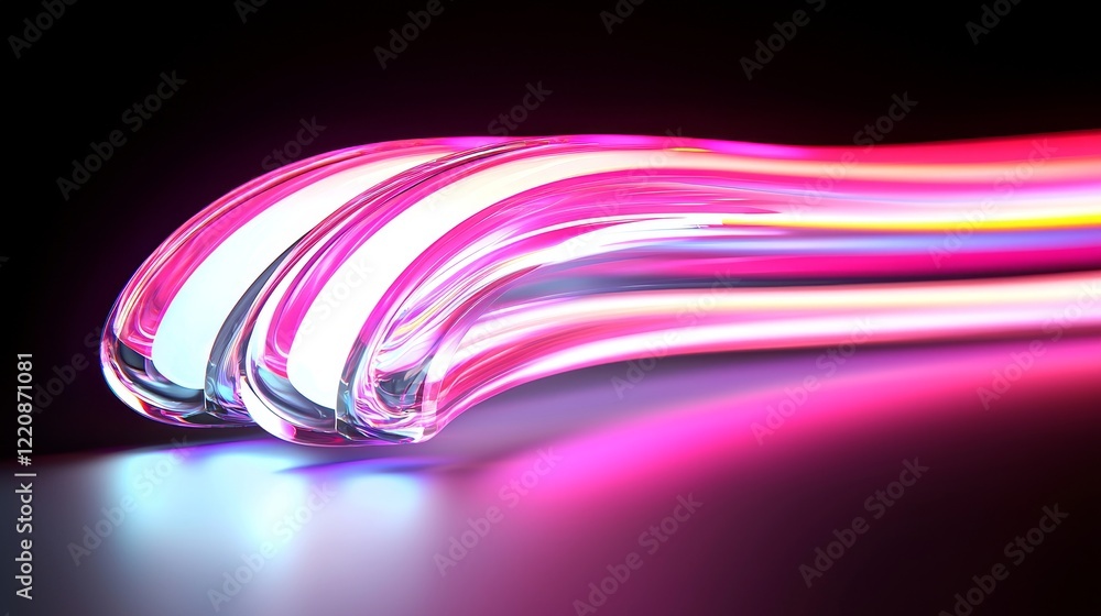Poster dynamic flow of neon light trails abstract background digital art vibrant environment artistic viewp