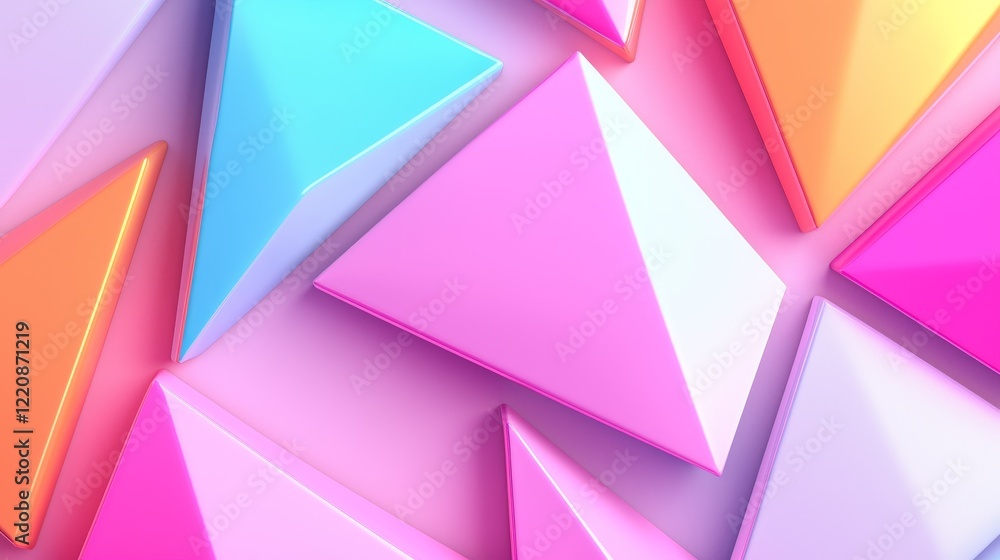 Poster vibrant geometric shapes display digital art abstract background modern design colorful environment