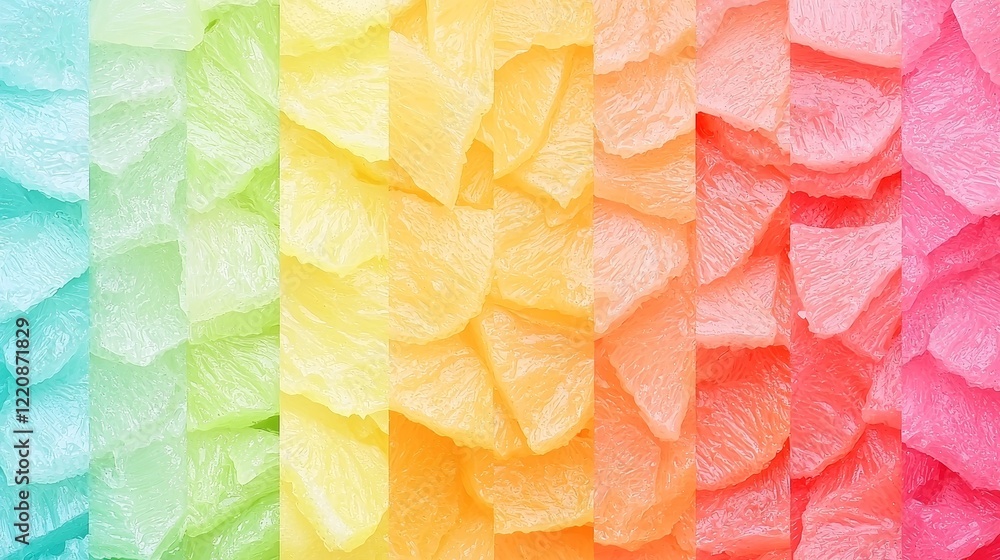 Poster Colorful sliced fruit patterns abstract design digital art vibrant environment top view visual harmony