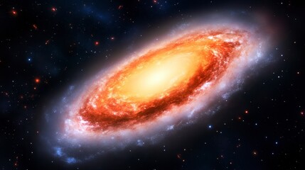 Vibrant Spiral Galaxy with Fiery Orange Core and Stars in Space