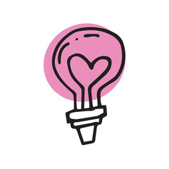 doodle light bulb with a heart