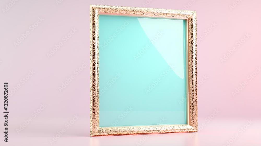 Aufkleber elegant gold framed blank turquoise canvas art display studio setting digital image minimalistic vie