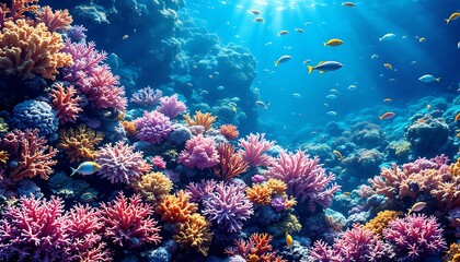 Naklejka premium Vibrant Coral Reef Fish Colorful Underwater Scene