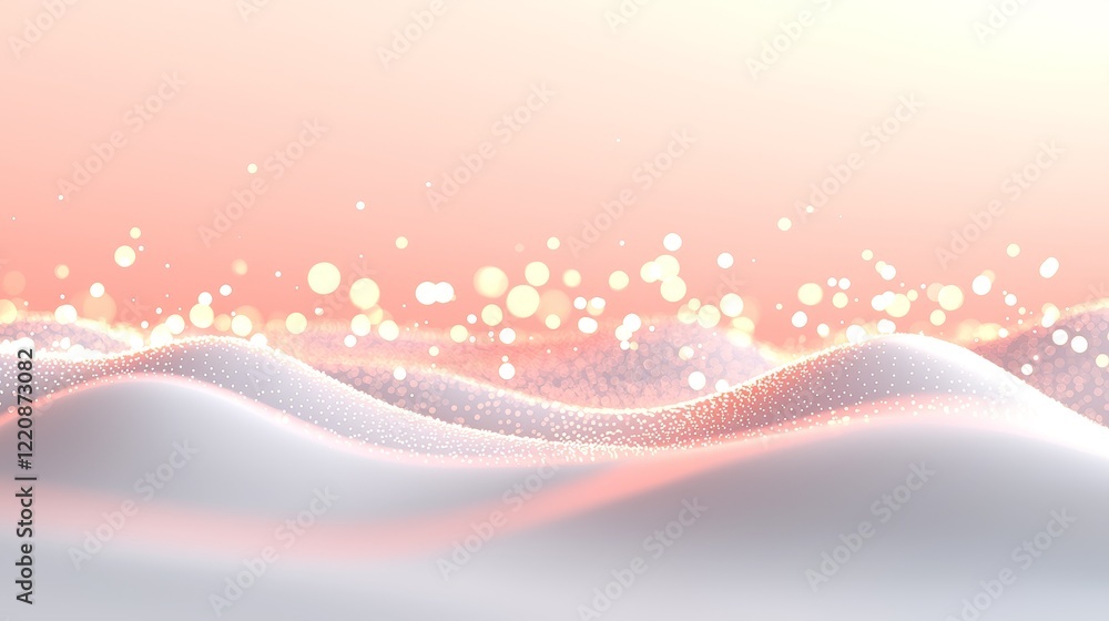 Poster glowing waves of sparkling light tranquil environment digital art serene setting abstract concept