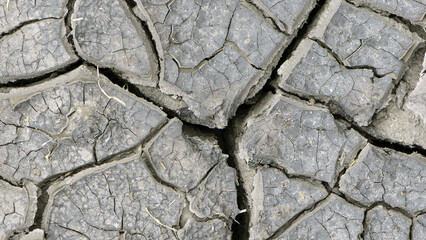 Cracked earth, cracked soil. texture of rough dry cracked dry earth. The effect of global warming. ecology, temperature. Desert background. Global water scarcity. hot climate and drought. macro