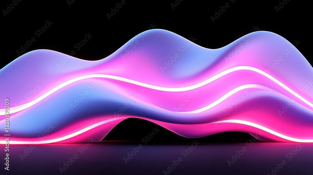 Poster dynamic wave patterns abstract art digital design vibrant colors studio setting futuristic concept