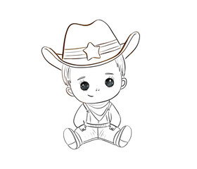 Cute Baby Cowboy Cartoon Illustration