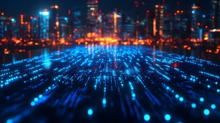 Obraz premium Creative roundtable collaboration, glowing blue network blur in the background with text space