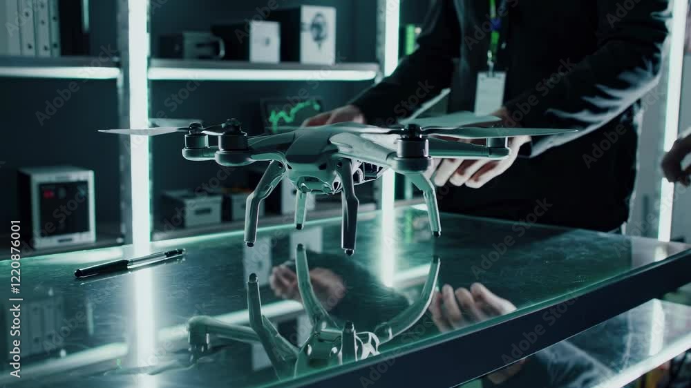 Leinwandbilder drone assembly in high-tech workspace showcasing precision engineering and innovative technology