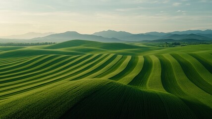 Obraz premium Breathtaking Green Rolling Hills Countryside Landscape Photography Serene Environment Aerial View Nature's Beauty