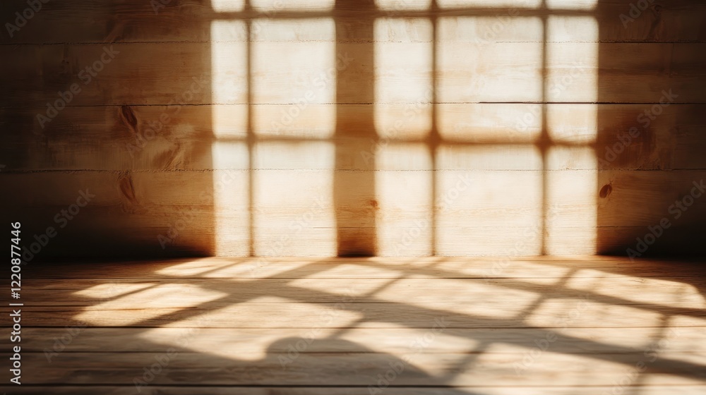 Poster the play of soft shadows and light on wooden panels creates a serene and tranquil ambiance, perfect 