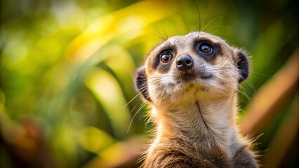 Fototapeta premium Alert Meerkat Looking Upward - Wildlife Stock Photo