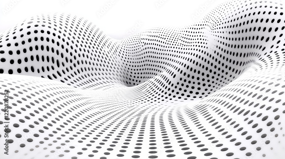 Poster dynamic dotted pattern waves abstract landscape digital art minimalist environment aerial view visua
