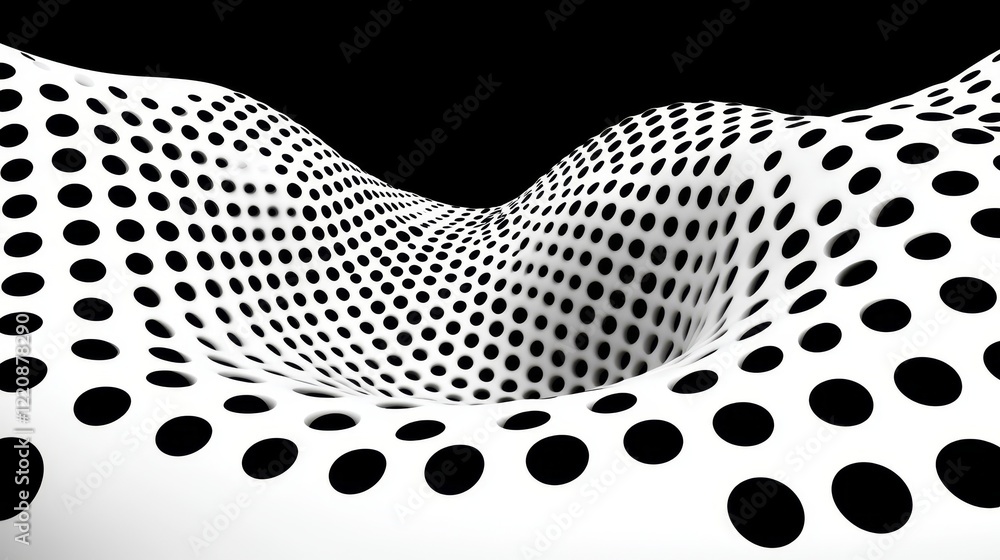 Poster dynamic pattern exploration abstract art polka dots black and white digital design visual depth