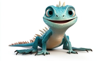 Obraz premium Adorable Cartoon Lizard, 3D Render - Whimsical characters