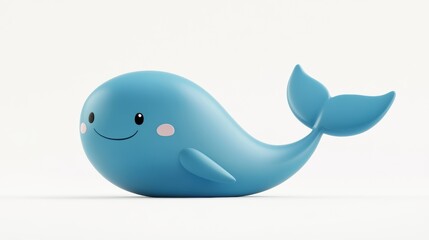 Obraz premium Cute Cartoon Whale 3D Render - 3D renders