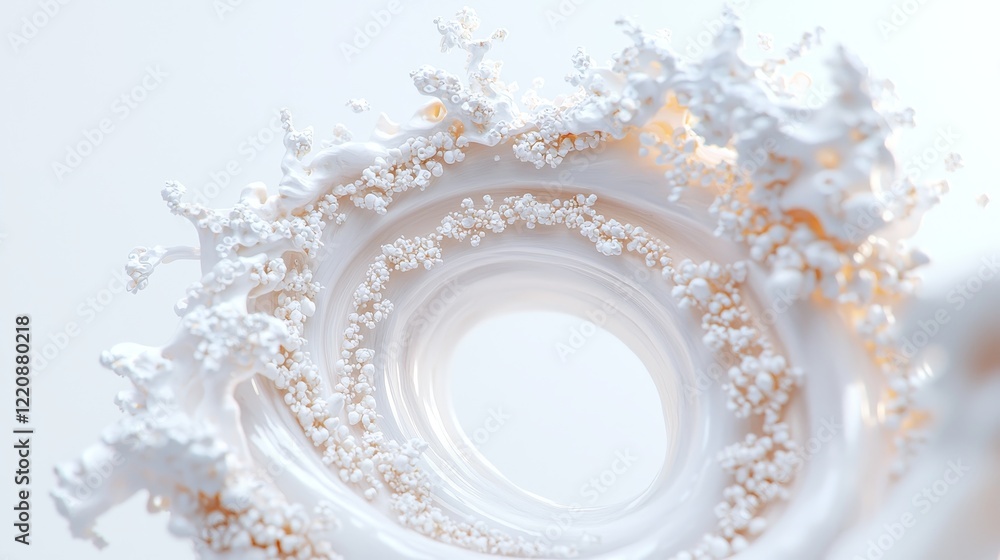 Leinwandbilder dynamic splash of creamy liquid forming circular patterns studio setting high-resolution abstract vi