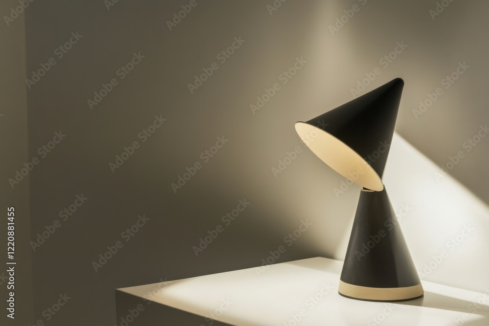 Poster minimalist lamp design casting enchanting shadows in a serene studio setting