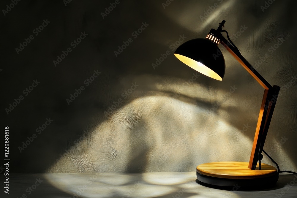 Poster elegant minimalist lamp casting captivating shadows in a serene studio setting with natural lighting