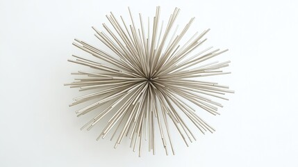 Naklejka premium Symmetrical steel rods arranged in a circular design, creating a focal point against a clean white background.