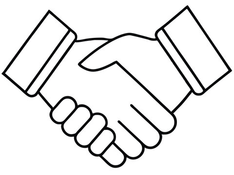 recommend clip art: handshake Outline illustration,business handshake  line art design