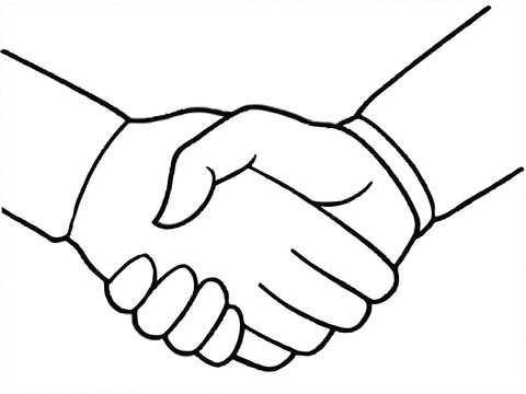 recommend clip art: handshake Outline illustration,business handshake  line art design