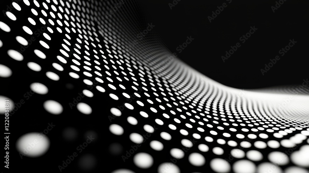 Poster dynamic black and white dot patterns abstract art modern design digital environment close-up viewpoi